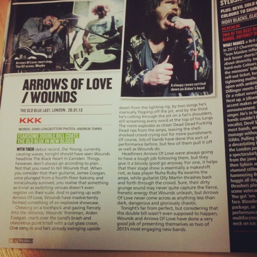 Arrows of Love in Kerrang