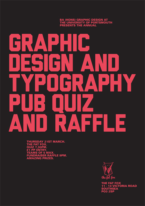 Graphic Design and Typography Pub Quiz and Raffle