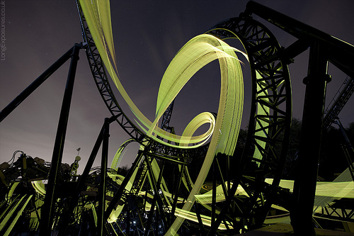 Andrew Whyte Light Paint Photographs The Smiler at Alton Towers