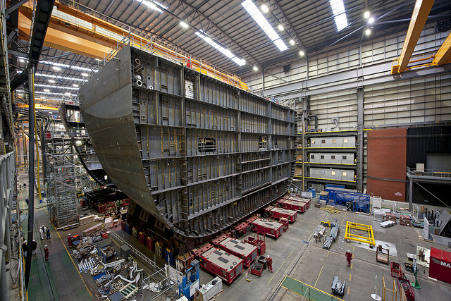 Queen Elizabeth Aircraft Carrier Construction at Portsmouth Dockyard