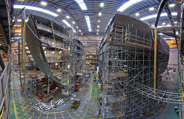 Queen Elizabeth Aircraft Carrier Construction at Portsmouth Dockyard