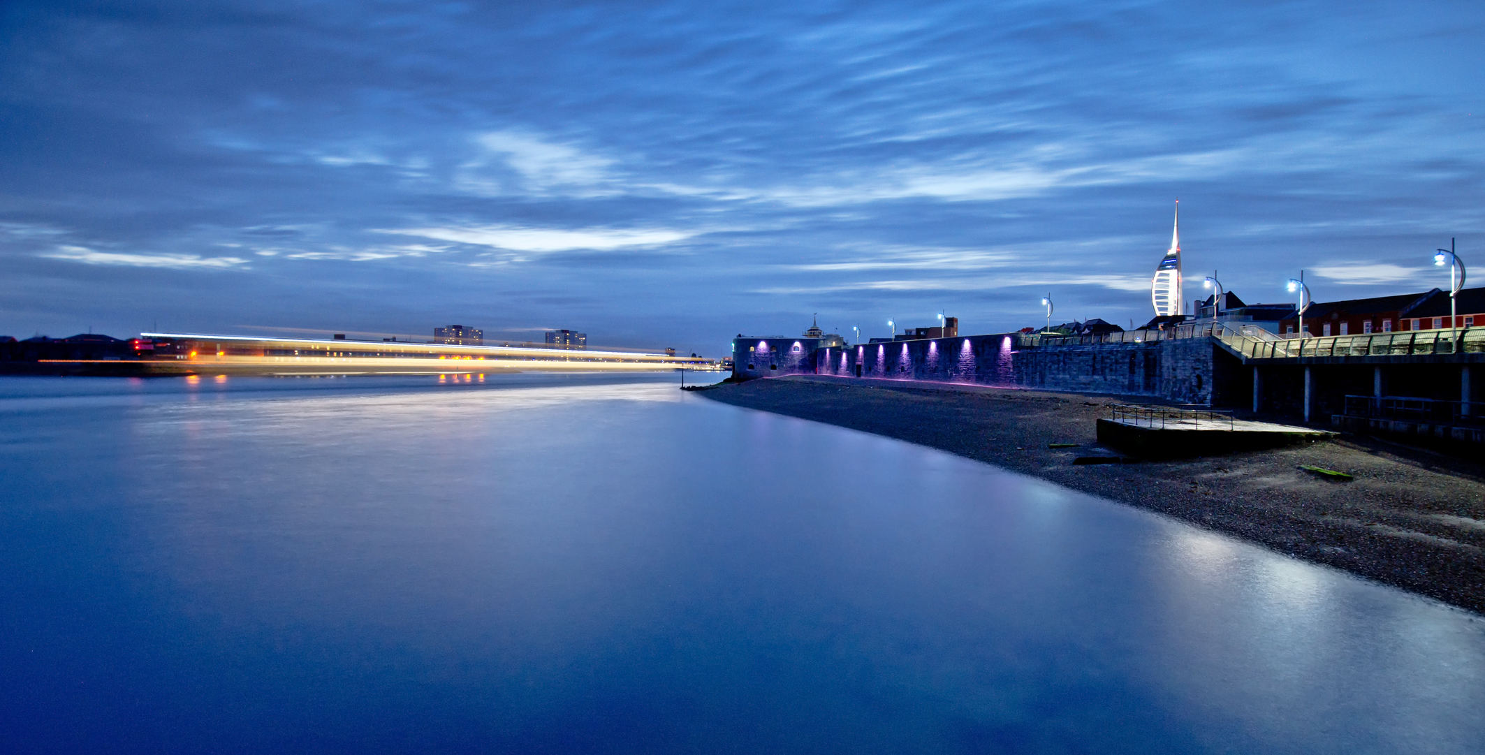 Ferry light trails entering Portsmouth Harbour by Jon Neil