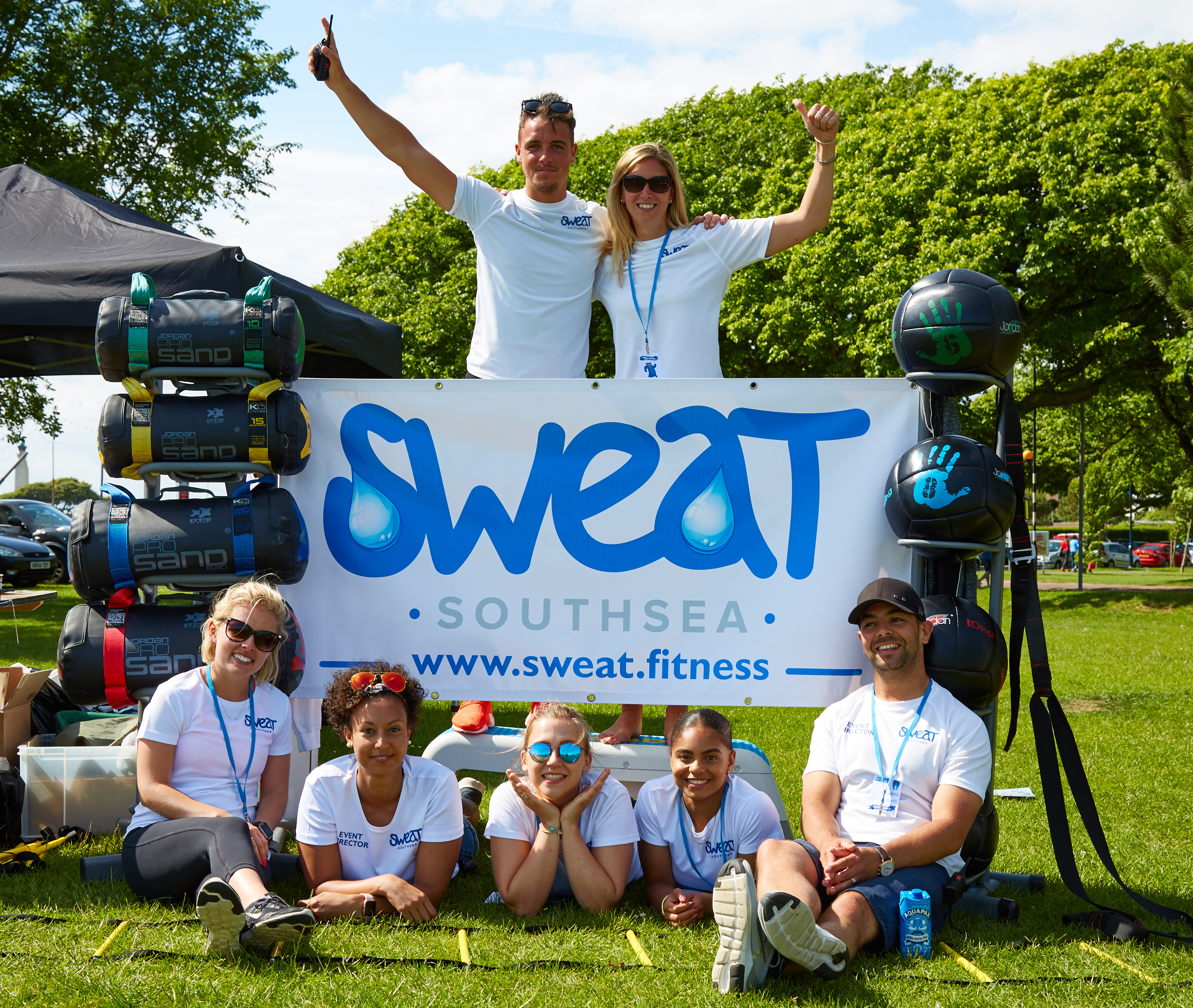 Southsea Fitness Festival. SWEAT Southsea team photo on Southsea Common