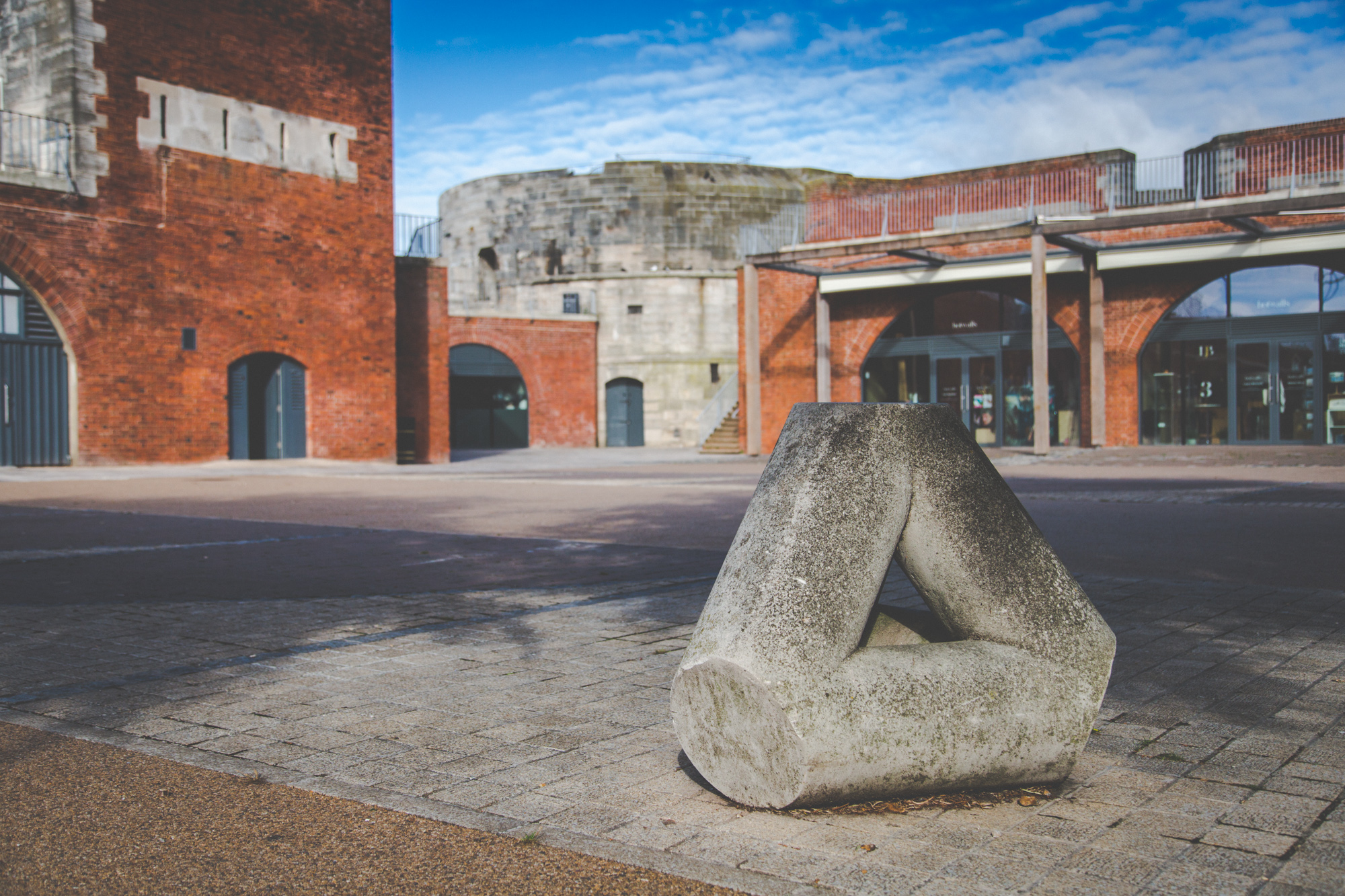 One of the John Maine sculptures sitting at the Hotwalls in Old Portsmouth