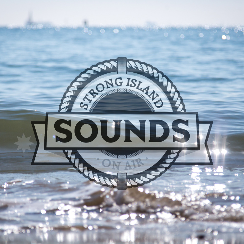 Strong Island Sounds Podcast Logo pictured over an image of Southsea Seafront