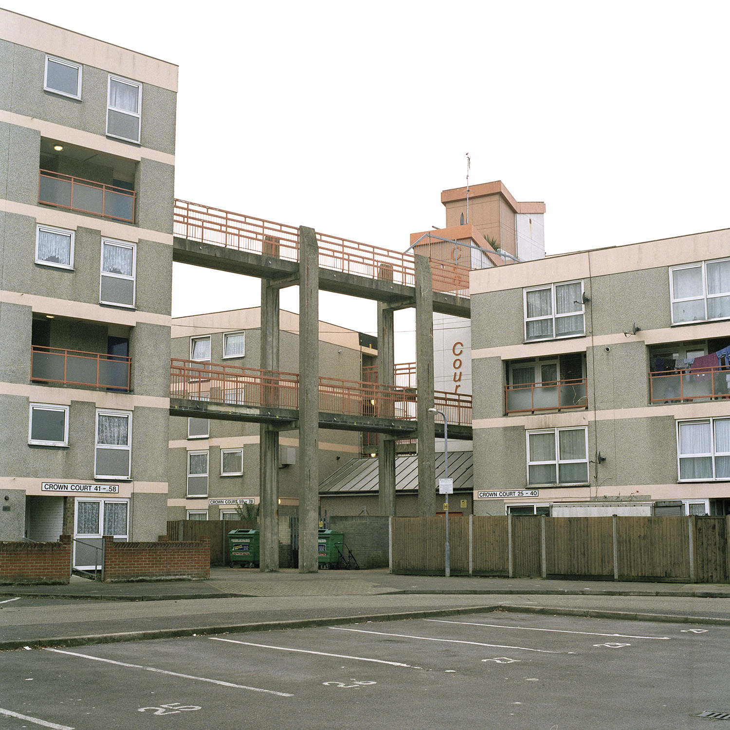 Walkways connect different blocks of flats in Landport